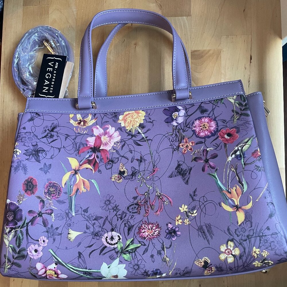 Purple floral purse - vegan leather
